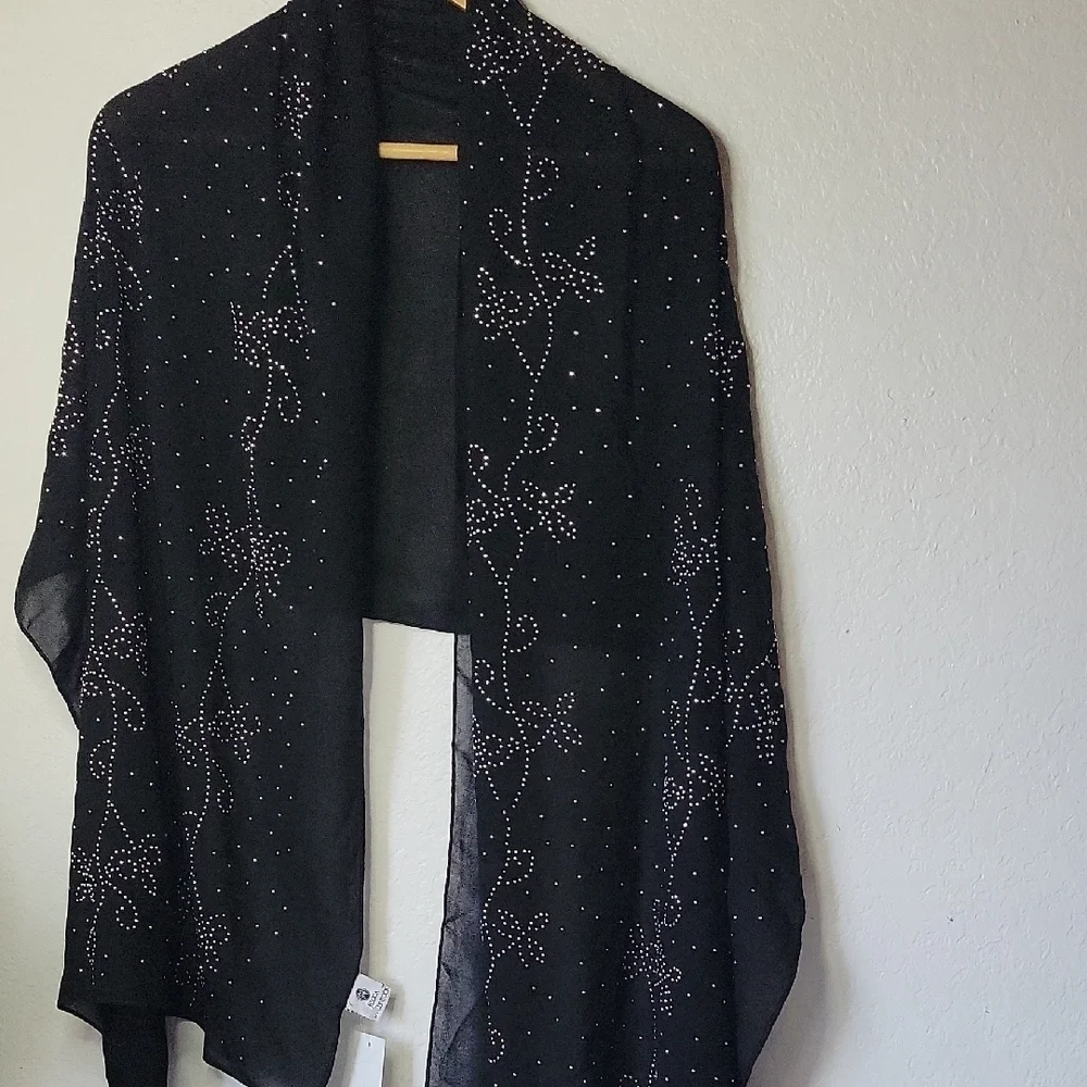 Jessica McClintock Black Sparkly Evening Wrap Shawl Size 24 x 70